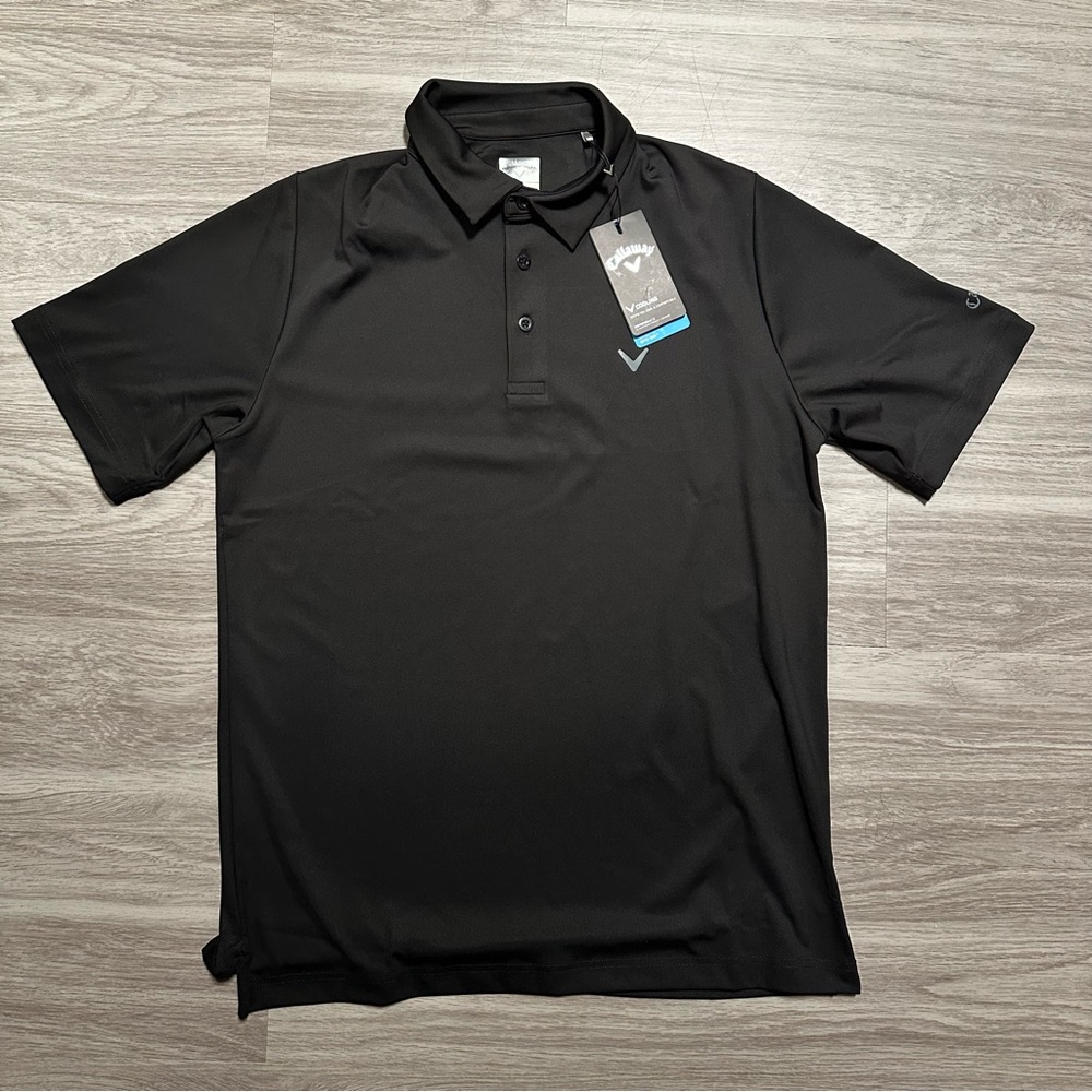 Callaway Opti Dri Performance Golf Polo Shirt Short Sleeve Mens Size M Black NWT